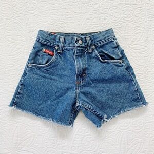 Vintage Wrangler Kids Cut-Off Denim Shorts, Medium‎ Wash (Sz 6-7)